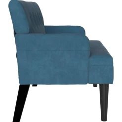 vidaXL Banco Chesterfield 112 x 65,5 x 75 cm Terciopelo Azul New
