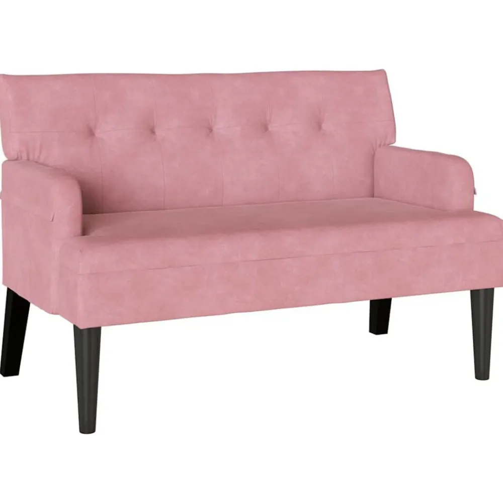 vidaXL Banco Chesterfield 112 x 65,5 x 75 cm Terciopelo Rosa Discount