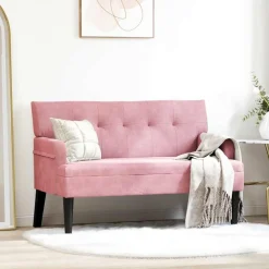 vidaXL Banco Chesterfield 112 x 65,5 x 75 cm Terciopelo Rosa Discount