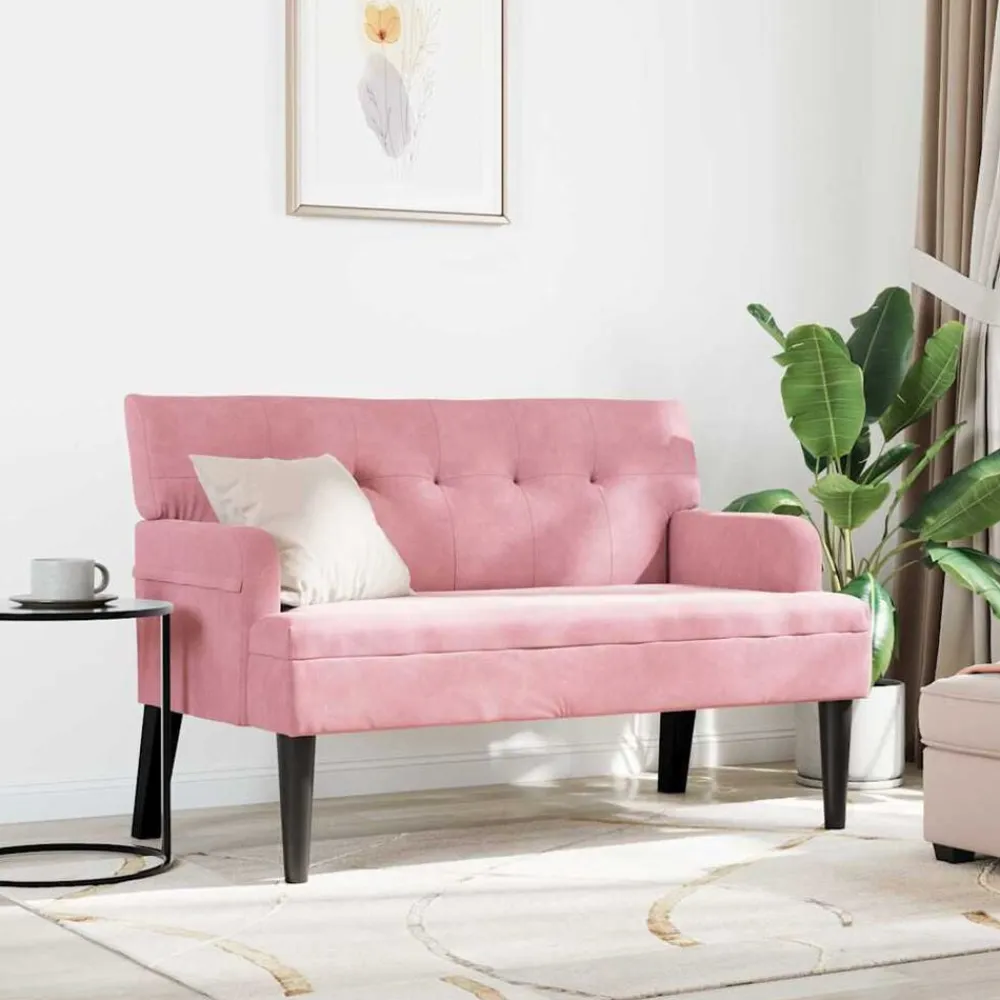 vidaXL Banco Chesterfield 112 x 65,5 x 75 cm Terciopelo Rosa Discount