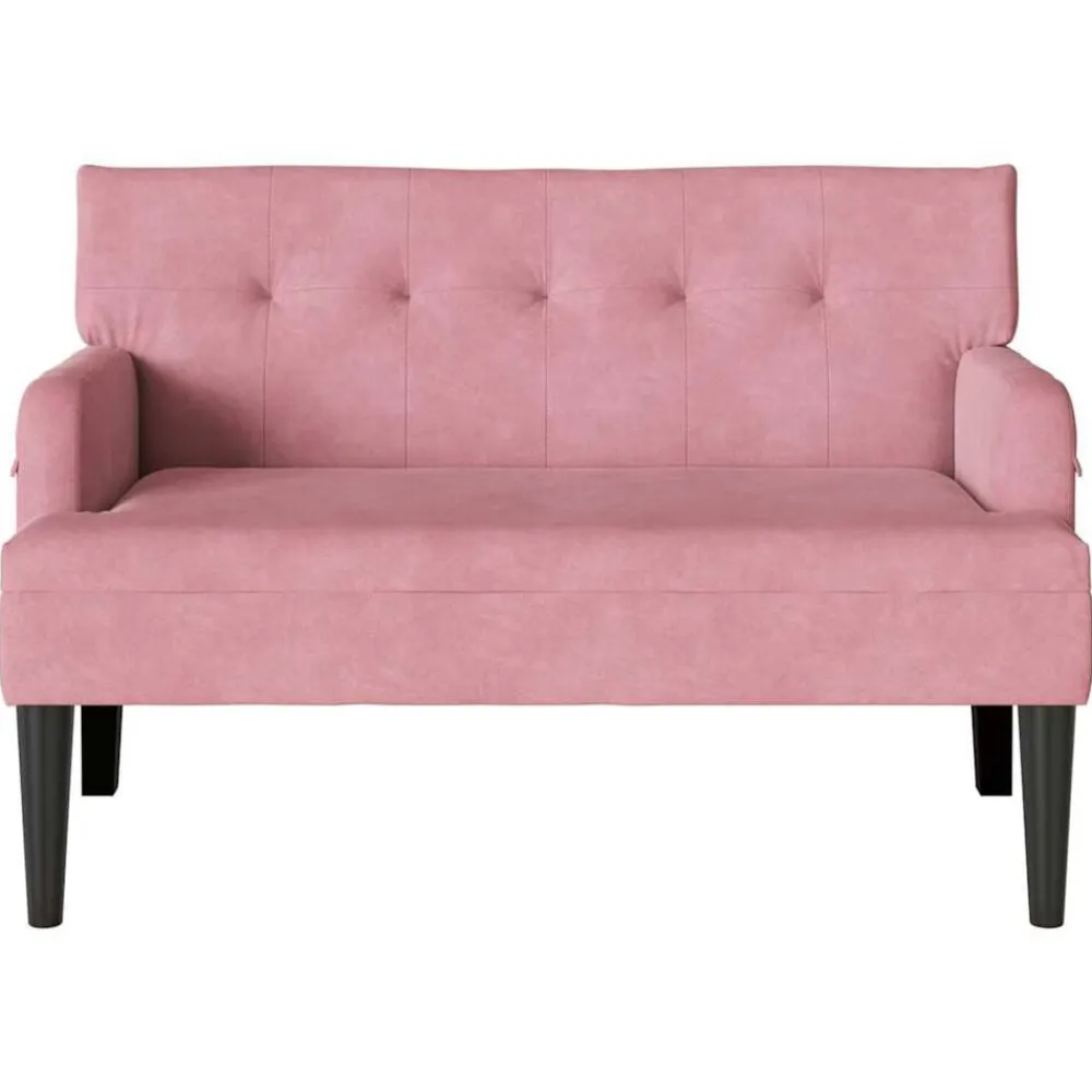 vidaXL Banco Chesterfield 112 x 65,5 x 75 cm Terciopelo Rosa Discount