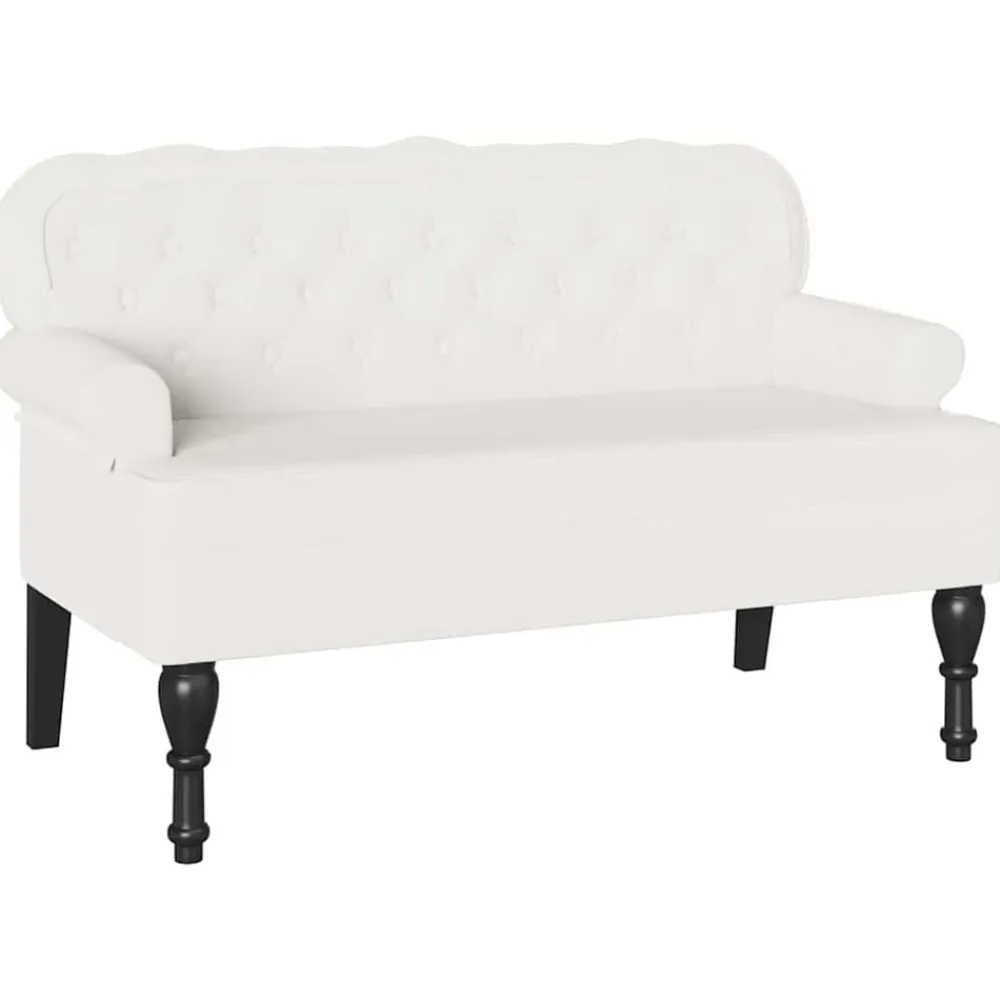 vidaXL Banco Chesterfield 119,5 x 64,5 x 75 cm Cuero sintético White Clearance