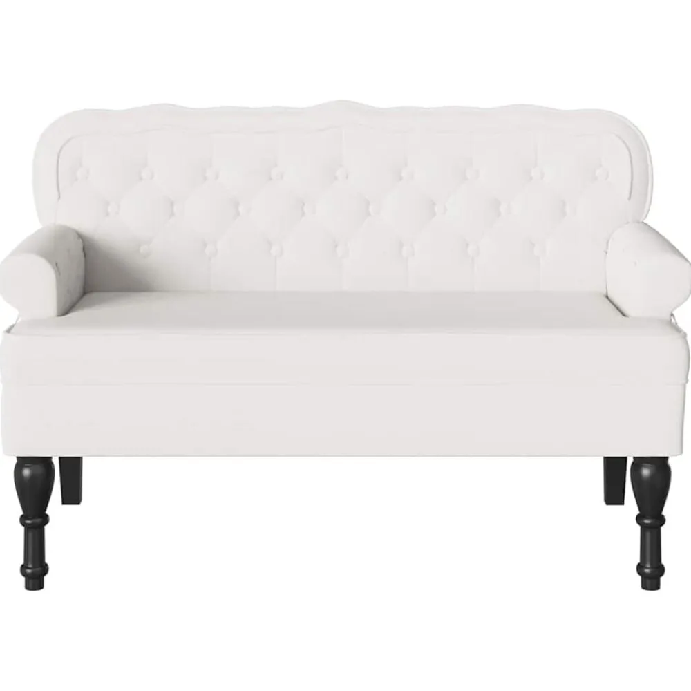 vidaXL Banco Chesterfield 119,5 x 64,5 x 75 cm Cuero sintético White Clearance