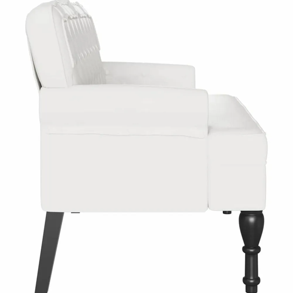 vidaXL Banco Chesterfield 119,5 x 64,5 x 75 cm Cuero sintético White Clearance