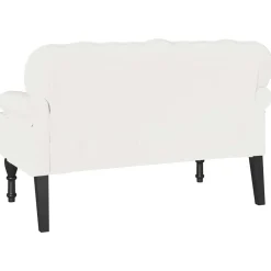 vidaXL Banco Chesterfield 119,5 x 64,5 x 75 cm Cuero sintético White Clearance