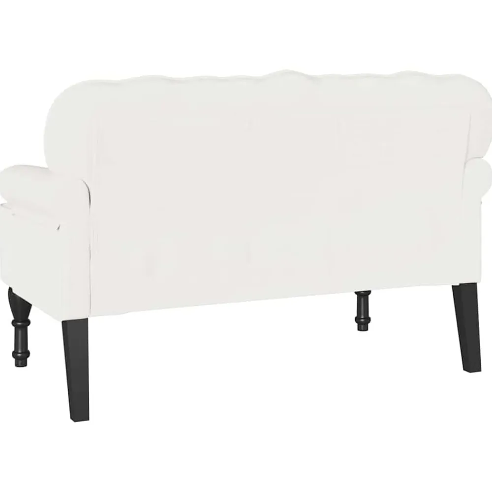 vidaXL Banco Chesterfield 119,5 x 64,5 x 75 cm Cuero sintético White Clearance