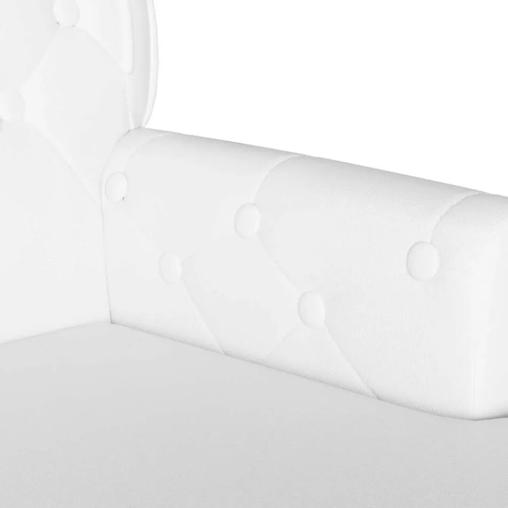 vidaXL Banco Chesterfield 119,5 x 64,5 x 75 cm Cuero sintético White Clearance