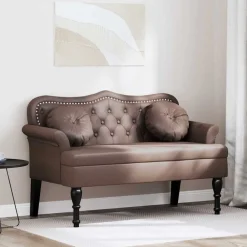 vidaXL Banco Chesterfield Marrón 120.5 x 65 x 75 cm Cuero sintético Marr&oacute;n Best