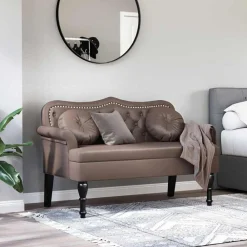 vidaXL Banco Chesterfield Marrón 120.5 x 65 x 75 cm Cuero sintético Marr&oacute;n Best