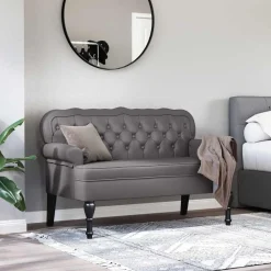 vidaXL Bancos-Banco Chesterfield 119,5 x 64,5 x 75 cm Cuero sintético