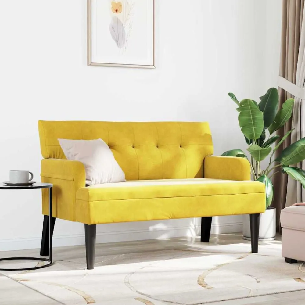 vidaXL Banco Chesterfield 112 x 65,5 x 75 cm Terciopelo Amarillo Sale