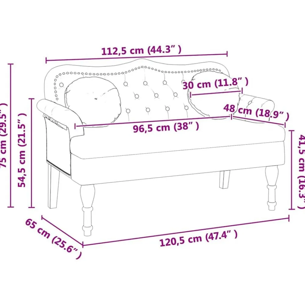 vidaXL Bancos-Banco Chesterfield con cojín 120.5 x 65 x 75 cm Cuero sintético