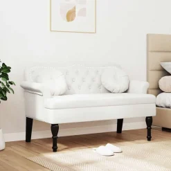 vidaXL Bancos-Banco Chesterfield con cojín 120.5 x 65 x 75 cm Cuero sintético