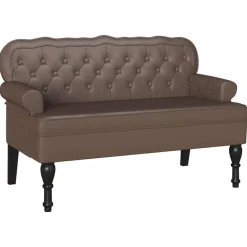 vidaXL Bancos-Banco Chesterfield Marrón 119,5 x 64,5 x 75 cm Cuero sintético