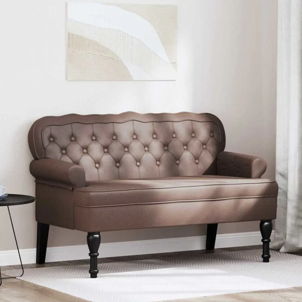 vidaXL Bancos-Banco Chesterfield Marrón 119,5 x 64,5 x 75 cm Cuero sintético
