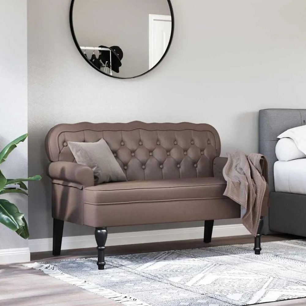 vidaXL Bancos-Banco Chesterfield Marrón 119,5 x 64,5 x 75 cm Cuero sintético