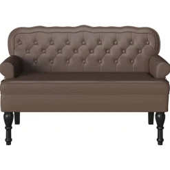 vidaXL Bancos-Banco Chesterfield Marrón 119,5 x 64,5 x 75 cm Cuero sintético