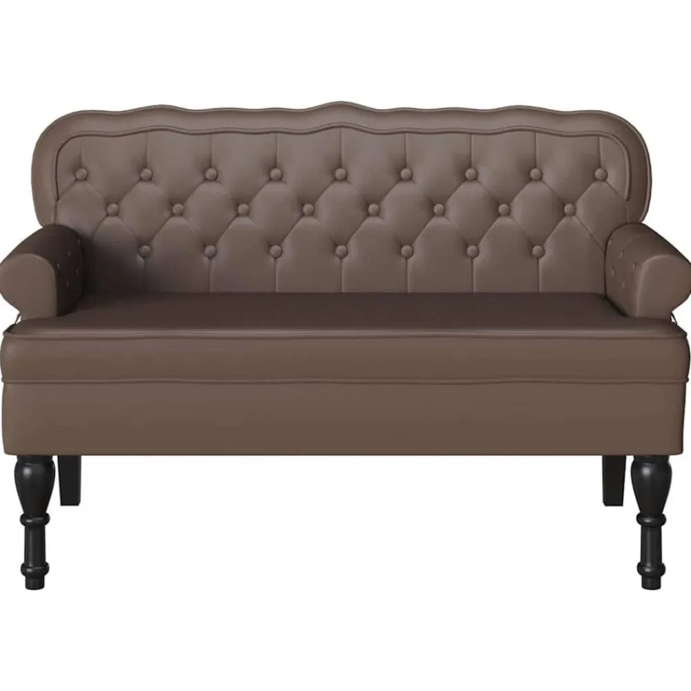 vidaXL Bancos-Banco Chesterfield Marrón 119,5 x 64,5 x 75 cm Cuero sintético