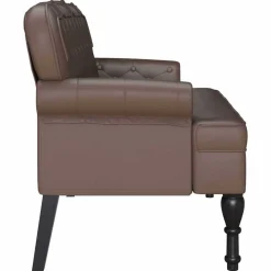 vidaXL Bancos-Banco Chesterfield Marrón 119,5 x 64,5 x 75 cm Cuero sintético