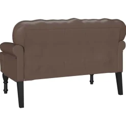 vidaXL Bancos-Banco Chesterfield Marrón 119,5 x 64,5 x 75 cm Cuero sintético
