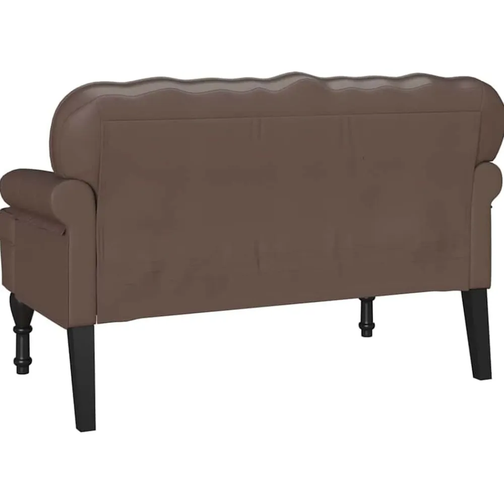 vidaXL Bancos-Banco Chesterfield Marrón 119,5 x 64,5 x 75 cm Cuero sintético