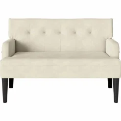 vidaXL Banco Chesterfield 112 x 65,5 x 75 cm Terciopelo Crema New