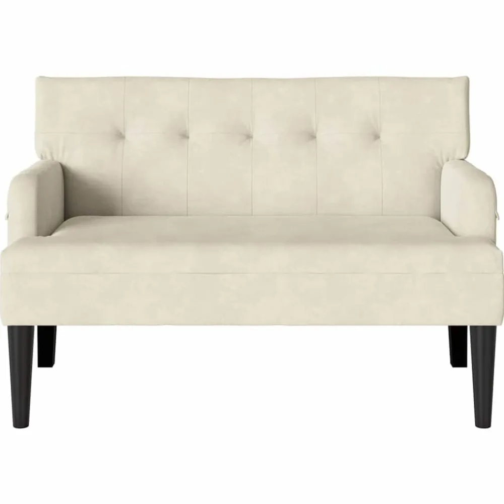 vidaXL Banco Chesterfield 112 x 65,5 x 75 cm Terciopelo Crema New