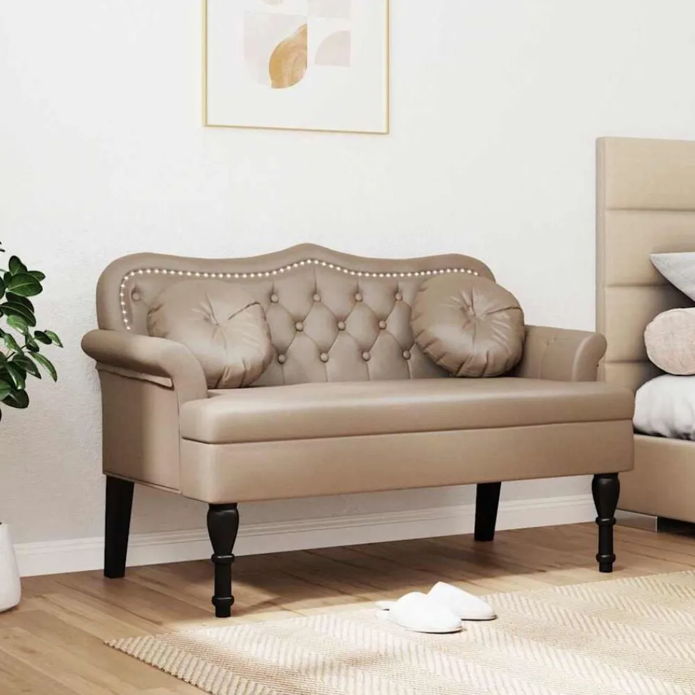 vidaXL Bancos-Banco Chesterfield 120.5 x 65 x 75 cm Cuero sintético