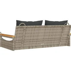 vidaXL Muebles De Jardín-Banco columpio con cojines ratán sintético gris 109x62x40 cm