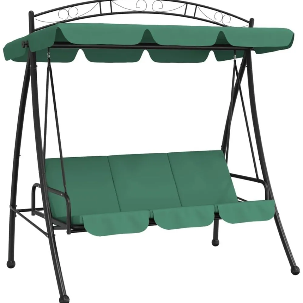 vidaXL Banco columpio de jardín con dosel tela y acero 198 cm Verde Hot