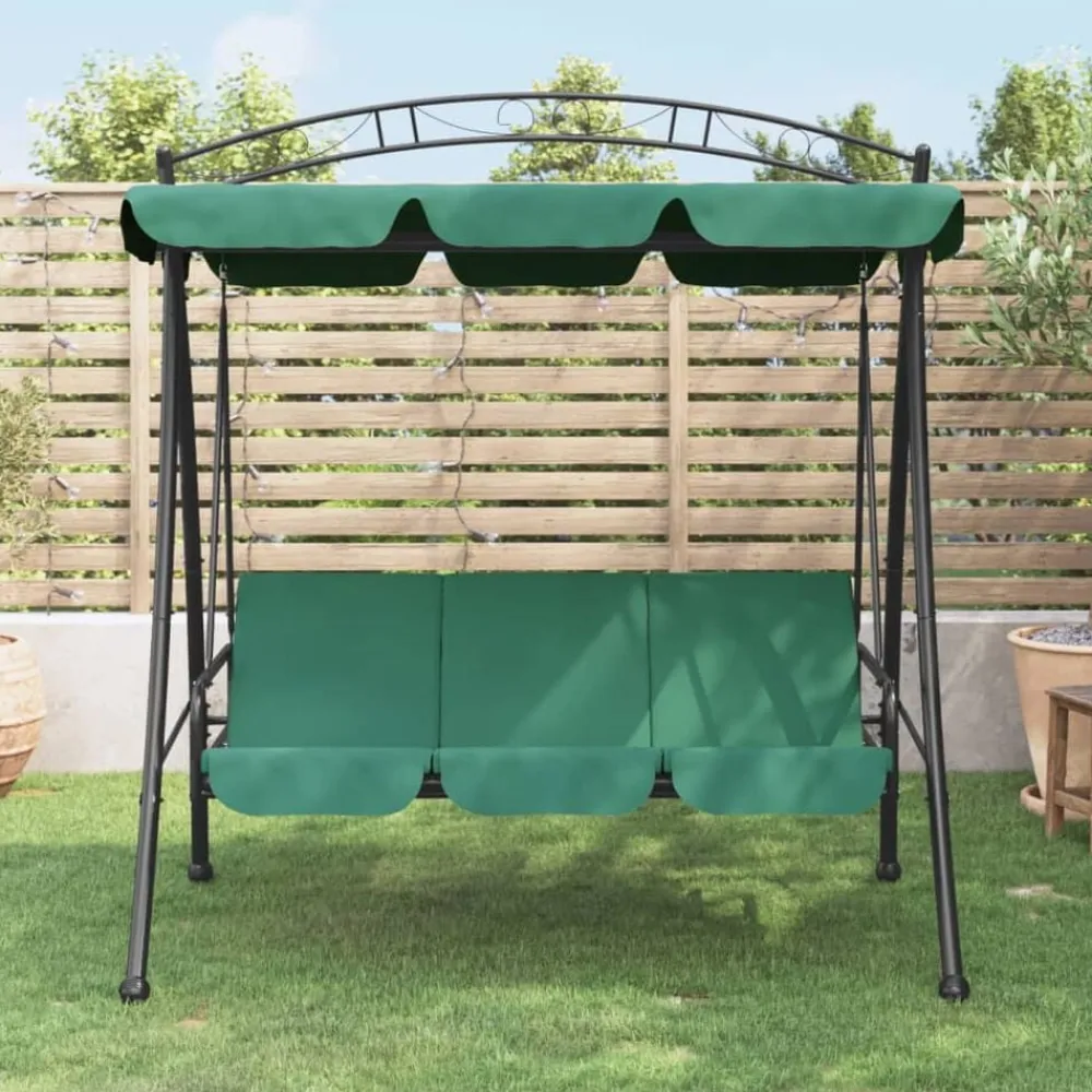 vidaXL Banco columpio de jardín con dosel tela y acero 198 cm Verde Hot
