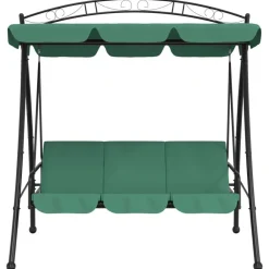 vidaXL Banco columpio de jardín con dosel tela y acero 198 cm Verde Hot