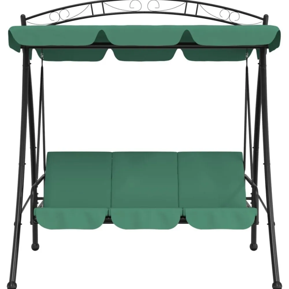 vidaXL Banco columpio de jardín con dosel tela y acero 198 cm Verde Hot