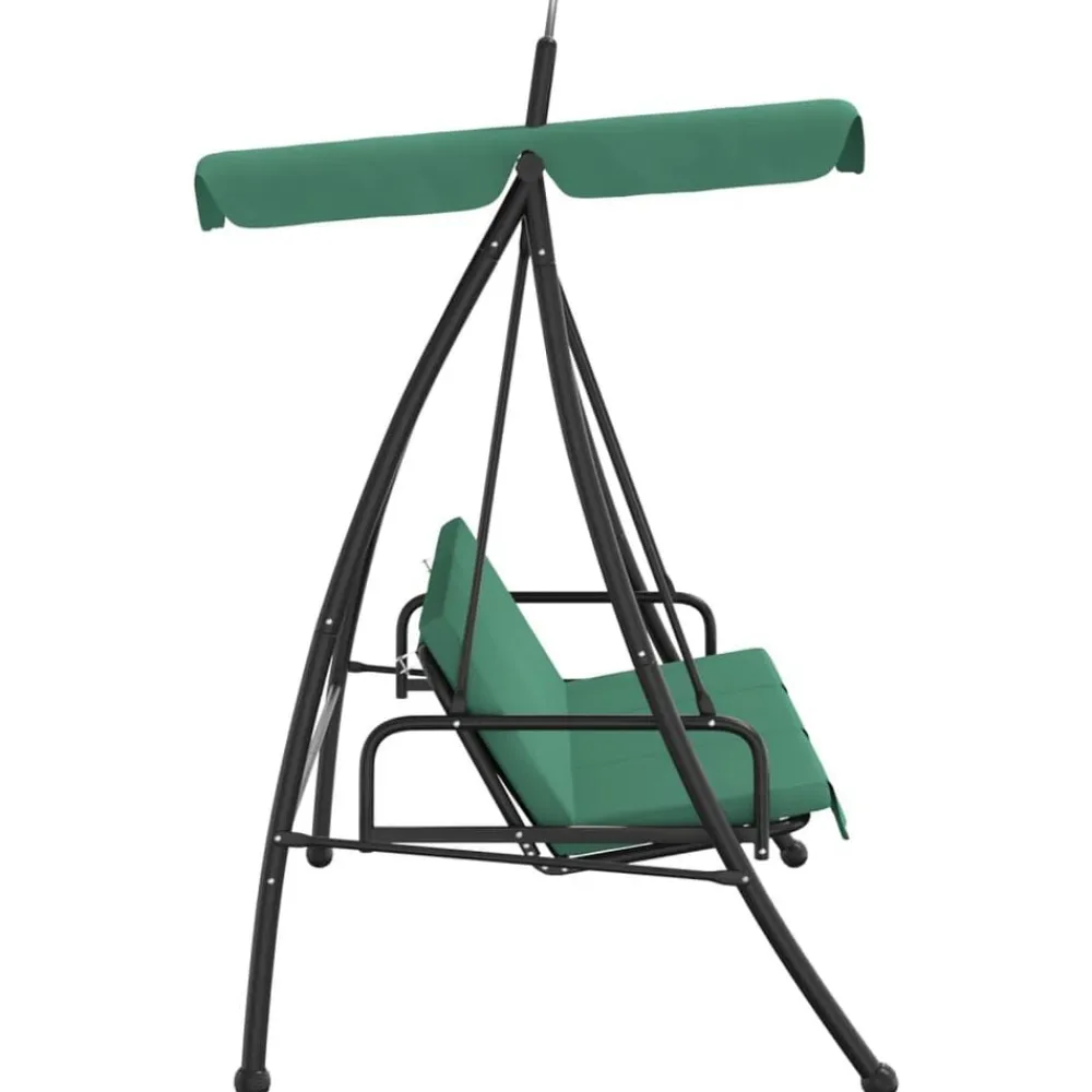 vidaXL Banco columpio de jardín con dosel tela y acero 198 cm Verde Hot