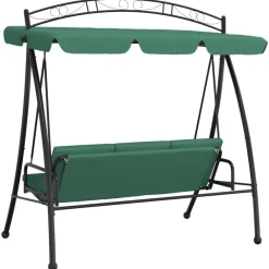 vidaXL Banco columpio de jardín con dosel tela y acero 198 cm Verde Hot