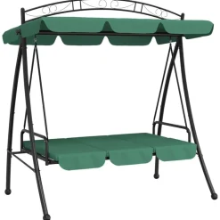 vidaXL Banco columpio de jardín con dosel tela y acero 198 cm Verde Hot