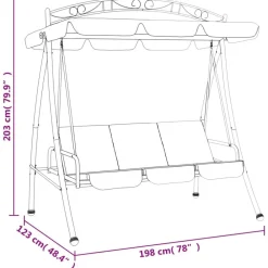 vidaXL Banco columpio de jardín con dosel tela y acero 198 cm Verde Hot