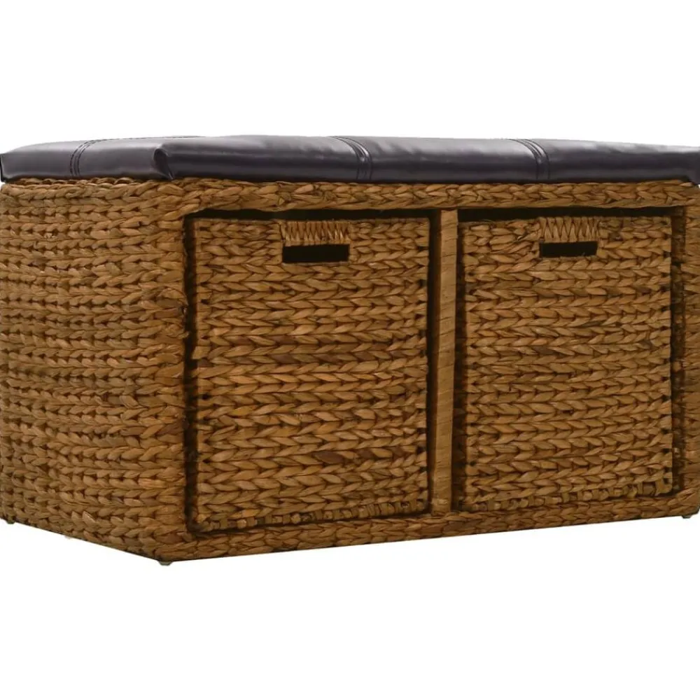 vidaXL Banco con 2 cestas hierba marina 71x40x42 cm marrón Marrón Online