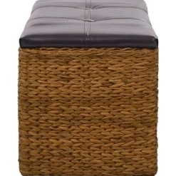 vidaXL Banco con 2 cestas hierba marina 71x40x42 cm marrón Marrón Online