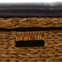 vidaXL Banco con 2 cestas hierba marina 71x40x42 cm marrón Marrón Online
