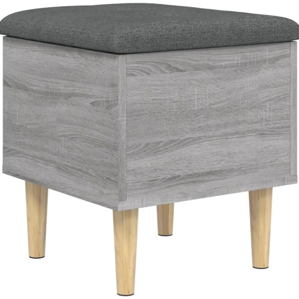 vidaXL Banco con almacenaje madera ingeniería 42x42x46 cm Gris sonoma