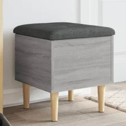 vidaXL Banco con almacenaje madera ingeniería 42x42x46 cm Gris sonoma