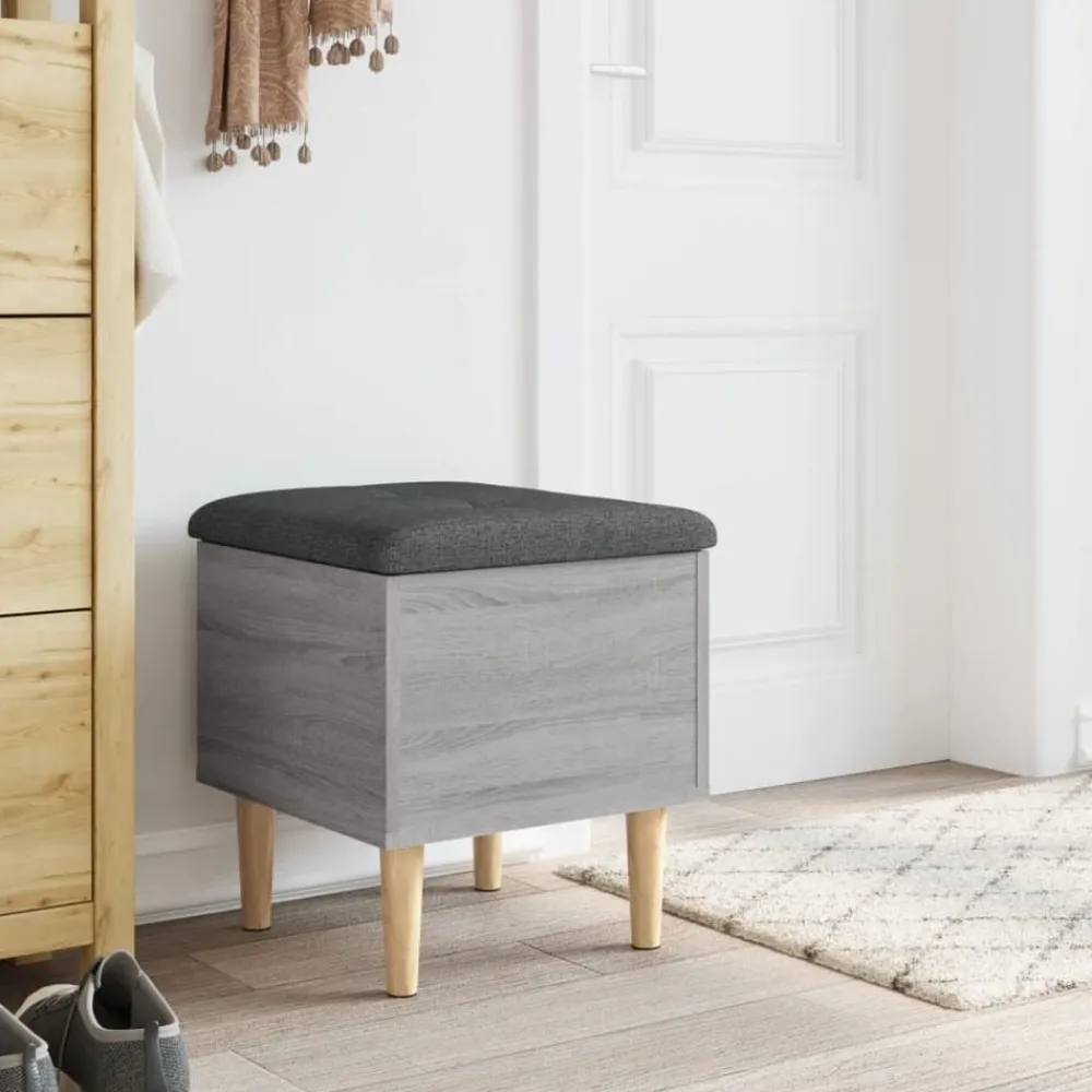 vidaXL Banco con almacenaje madera ingeniería 42x42x46 cm Gris sonoma
