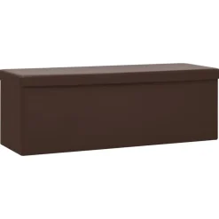 vidaXL Banco con almacenaje plegable marrón PVC Marr&oacute;n Discount