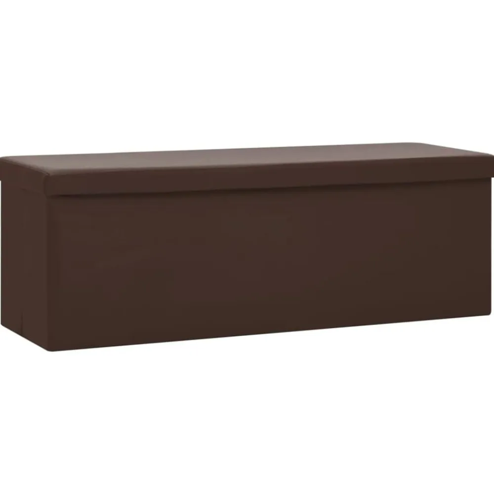 vidaXL Banco con almacenaje plegable marrón PVC Marrón Discount