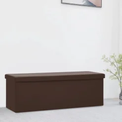 vidaXL Banco con almacenaje plegable marrón PVC Marr&oacute;n Discount