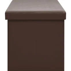 vidaXL Banco con almacenaje plegable marrón PVC Marrón Discount