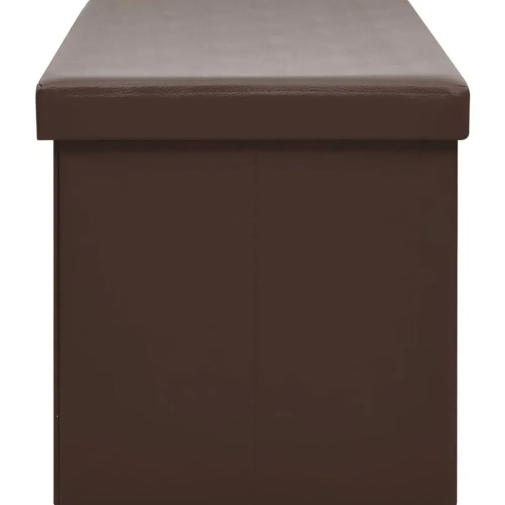 vidaXL Banco con almacenaje plegable marrón PVC Marrón Discount