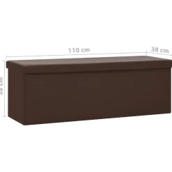 vidaXL Banco con almacenaje plegable marrón PVC Marrón Discount