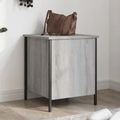 vidaXL Banco con almacenaje madera ingeniería 40x42,5x50cm Gris sonoma Best
